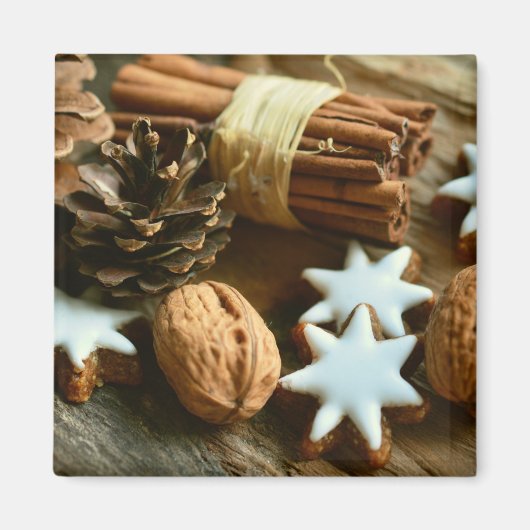 Aimant Bâtons et étoiles de cannelle de Noël (Devant)