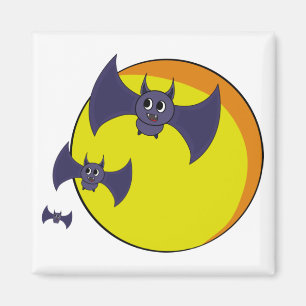 Aimant Bats d'Halloween et belle pleine lune