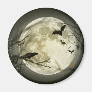 Aimant Bats fly Crow se trouve devant la Pleine lune d'Ha