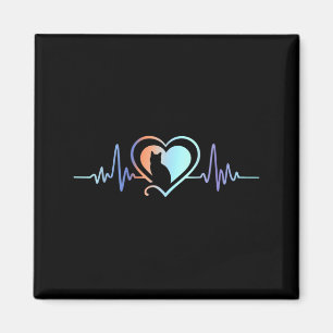 Aimant Battement de coeur de chat Amateur de chat Silhoue