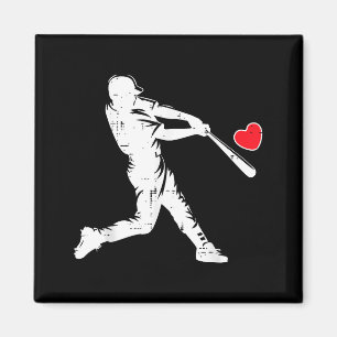 Aimant Batter Baseball Silhouette Coeur Saint-Valentin Me