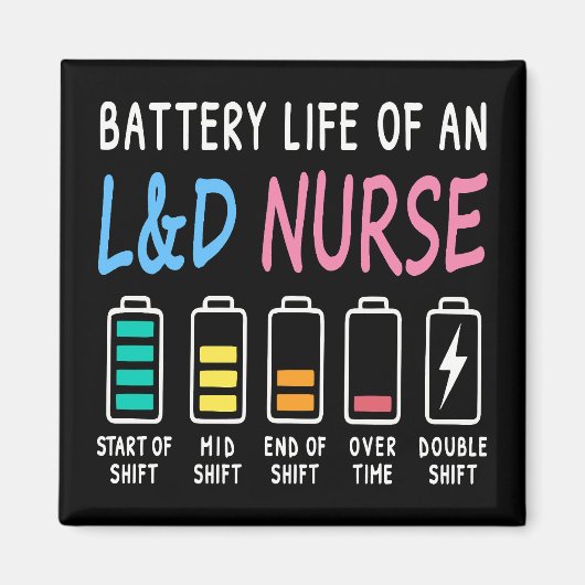 Aimant Battery life of an L&D nurse humor chart (Devant)