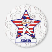 Aimant Batteur de baseball des étoiles et des rayures per (Devant)