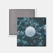 Aimant Bauble de Noël bleu (Recto/Verso)