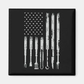 Aimant BBQ Design Fumer Barbecue USA Drapeau (Devant)