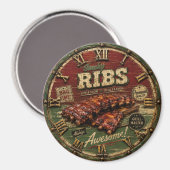 Aimant BBQ Ribs Smokehouse Barbecue Grill Master Gift (Recto/Verso)
