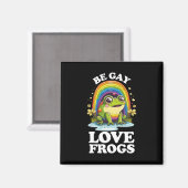 Aimant Be Gay Love Frogs Funny LGBTQ Pride Rainbow Retro (Recto/Verso)