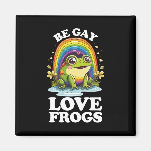 Aimant Be Gay Love Frogs Funny LGBTQ Pride Rainbow Retro (Devant)