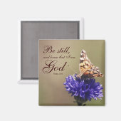 Aimant Be Still Psaum 46:10 Fleur papillon (Recto/Verso)