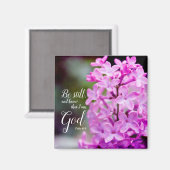 Aimant Be Still Psaum 46:10 Fleurs Lilac Violettes (Recto/Verso)