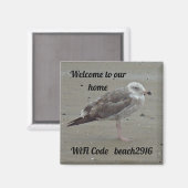 Aimant Beach House Rental Seagull Welcome Wifi Code (Recto/Verso)