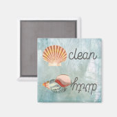 Aimant Beach House Sea Shells Lave-vaisselle propre sale (Recto/Verso)