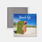 Aimant Beach life Green Beach chaise photo avec texte (Recto/Verso)