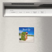 Aimant Beach life Green Beach chaise photo avec texte (In Situ (Lave-vaisselle))