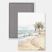 Aimant Beach Ocean Palm Tree Mariage (Recto/Verso)