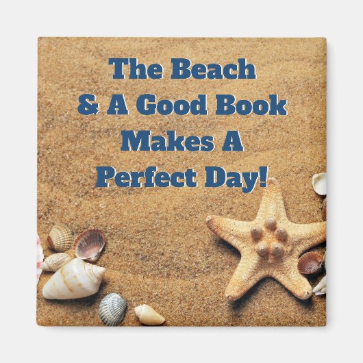 Aimant Beach Sand Sea Shell Good Book Club Bibliophile (Devant)