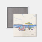 Aimant BEACH UMBRELLAS (carré) (Recto/Verso)