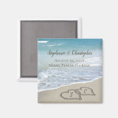 Aimant Beach Wedding Hearts (Recto/Verso)