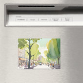 Aimant Beacon Street Été | Boston, MA Aquarelle (In Situ (Lave-vaisselle))