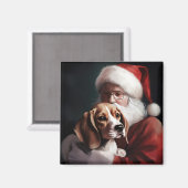 Aimant Beagle avec le Père Noël Festif Noël (Recto/Verso)
