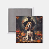Aimant Beagle Citrouille Halloween effroi (Recto/Verso)