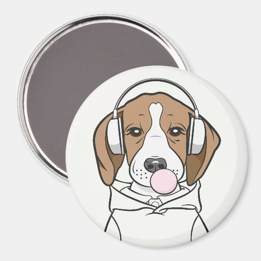 Aimant Beagle de refroidissement avec Bubblegum mignon ch (Recto/Verso)