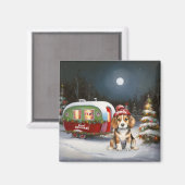 Aimant Beagle d'hiver Caravan Christmas Adventure (Recto/Verso)