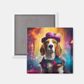 Aimant Beagle en costume vibrant (Recto/Verso)