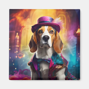 Aimant Beagle en costume vibrant