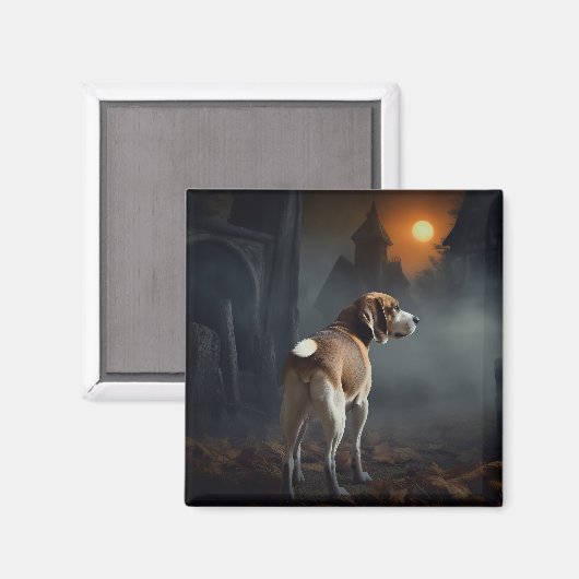 Aimant Beagle Halloween effrayant (Recto/Verso)