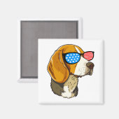 Aimant Beagle patriotique (Recto/Verso)
