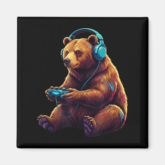 Aimant Bear Gaming Animal Video Games Funny Bear  (Devant)