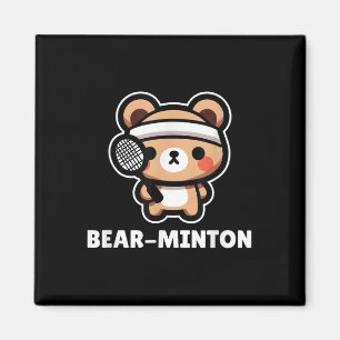 Aimant Bear minton Cute Kawaii Cartoon Bear Cub Badminton