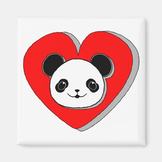 Aimant Bear Panda Et Dessin De Coeur Rouge (Devant)