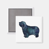 Aimant Bearded Collie Dog Breed Black Silhouette (Recto/Verso)