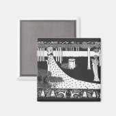 Aimant Beardsley Art Nouveau Femme noire et blanche (Recto/Verso)