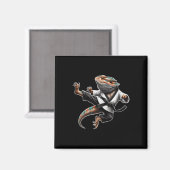 Aimant Bearé Dragon Flying Kick Pose Karate Samurai Nin (Recto/Verso)
