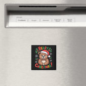 Aimant Beary Christmas Cute Bear Santa Funny Holiday  (In Situ (Lave-vaisselle))