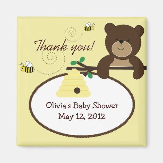Aimant Beary Sweet Bear & Bee Baby shower Favoriser l'aim (Devant)