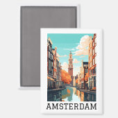 Aimant Beau Amsterdam Pays-Bas Canal Travel (Recto/Verso)