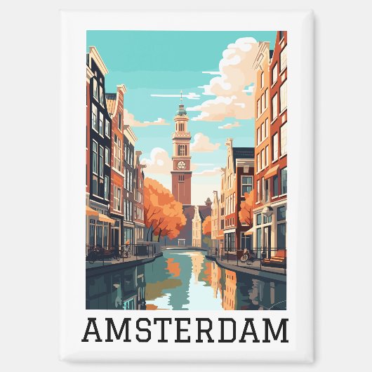 Aimant Beau Amsterdam Pays-Bas Canal Travel (Recto)