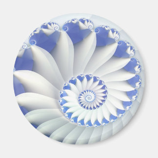 Aimant Beau Bleu & Blanc Mer Shell Art Fractal fin