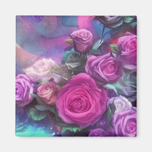 Aimant Beau bouquet de rose (Devant)