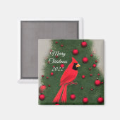 Aimant Beau Cardinal Rouge Noël (Recto/Verso)