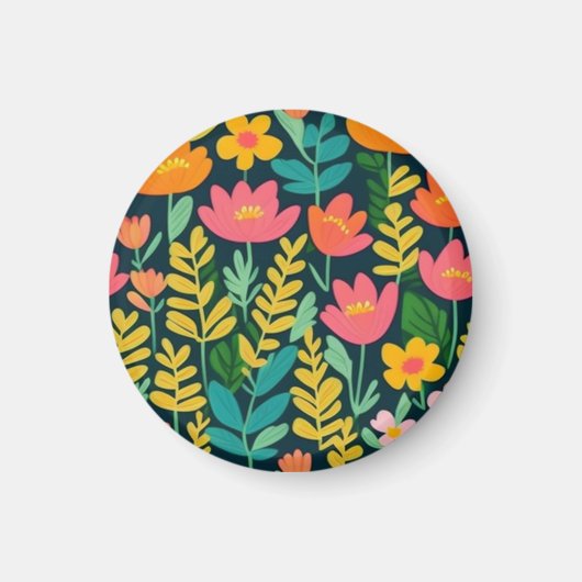 Aimant Beau champ fleuri coloré (Devant)