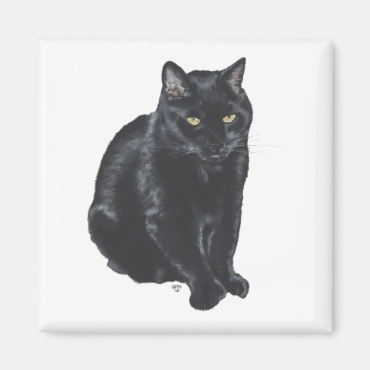 Aimant Beau Chat Noir (Devant)