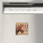 Aimant Beau cheval Brown sur Motif géométrique Earthy (In Situ (Lave-vaisselle))