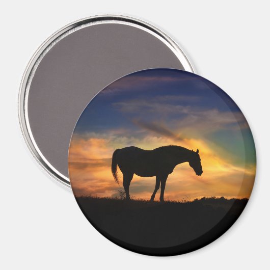 Aimant Beau Cheval dans Sunset Art (Recto/Verso)