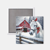 Aimant Beau Cheval de Vacances avec Cardinal (Recto/Verso)
