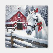 Aimant Beau Cheval de Vacances avec Cardinal (Devant)